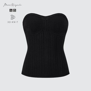 Uniqlo x Mame Kurogouchi Women's Black 3D Knit Bandeau ribbed knitted size S/M